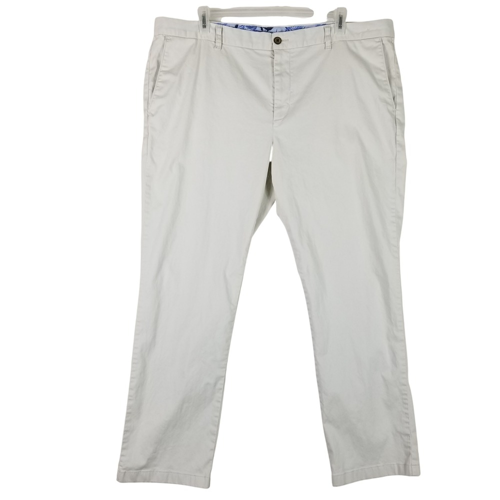 Tommy Bahama Chino Pants Mens 44x32 Khaki Cotton Tencel Stretch Flat Front